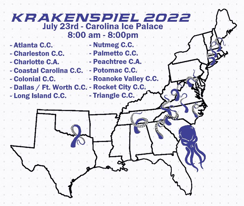 Map of US with each participating club highlighted